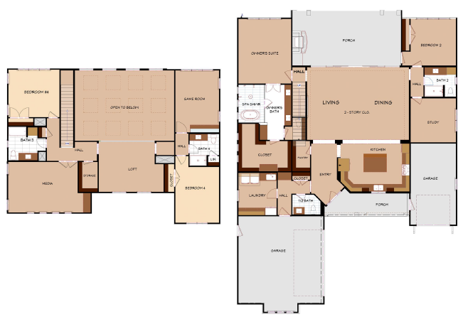Architectural blueprint floor plan design of The Colorado custom home
