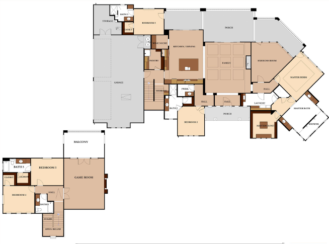 Architectural blueprint floor plan design of The Salado custom home
